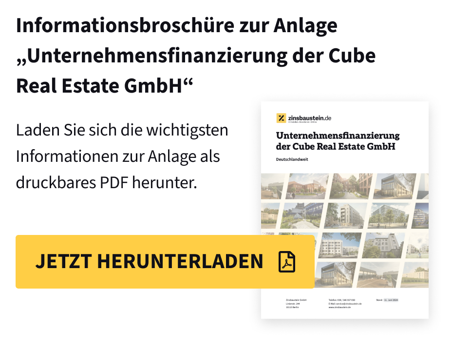Informationsbroschüre Unternehmensfinanzierung Cube Real Estate GmbH